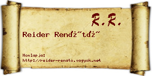 Reider Renátó névjegykártya